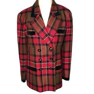 Raffinalla Le Collezioni Vintage Tartan Plaid Blazer- Size 8-100% Virgin Wool